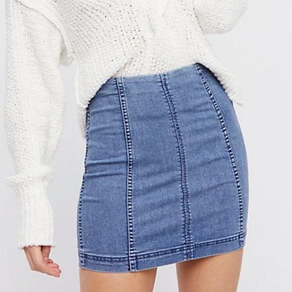 Free People modern femme denim mini skirt 4